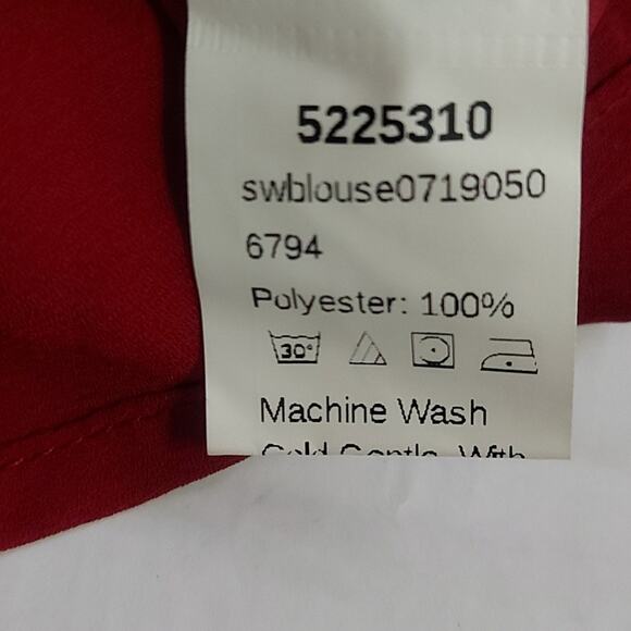 SHEIN Asymmetrical Neck Button Front Top S Corporate Siren Cherry Girl Holiiday - Picture 10 of 10